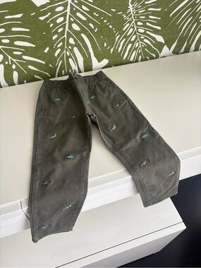 Janie and Jack Olive Green Elastic-Waist Kids Pants🦖🦕
